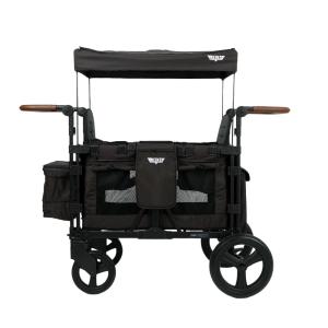 Carrinho de Passeio para 2 Crianças Multifuncional com Cobertura Removível e Dobramento, até 100 kg, Keenz, Preto
