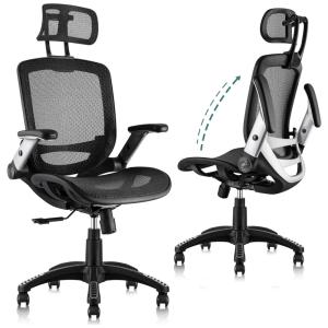 Cadeira de Escritório Reclinável Ajustável Ergonômica Giratória, GABRYLLY PF 01, Preto