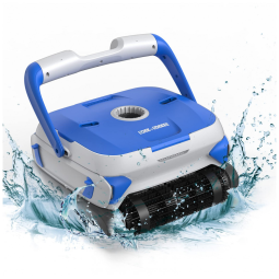 Robô Aspirador de Piscina Automático com Cabo, Função Escala Parede e 2 Cestas de Filtro para Piscinas de 120m2, 110V, Rock&Rocker, Azul
