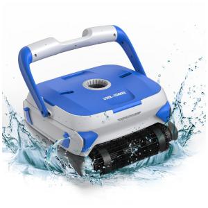 Robô Aspirador de Piscina Automático com Cabo, Função Escala Parede e 2 Cestas de Filtro para Piscinas de 120m2, 110V, Rock&Rocker, Azul