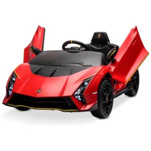 Carro Elétrico Infantil a Bateria com 4 Motores, Controle Remoto, Bluetooth e Suspensão de Mola, 12V, Kidzone Lamborghini, Vermelho