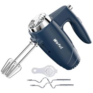 Batedeira de Mão com 5 Velocidades e Acessórios de Aço Inox, 200W, 110v, WOFUL, Azul