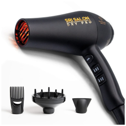 Secador de Cabelo Profissional com 3 Acessórios, 110v, SKIN RESEARCH INSTITUTE JRI 104AII, Preto