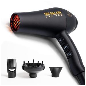 Secador de Cabelo Profissional com 3 Acessórios, 110v, SKIN RESEARCH INSTITUTE JRI 104AII, Preto