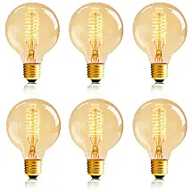 Lâmpada LED Vintage E26, 60W Ambar 4000K, 6 Un, 110v, HESSION, Marrom claro