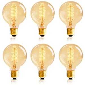 Lâmpada LED Vintage E26, 60W Ambar 4000K, 6 Un, 110v, HESSION, Marrom claro