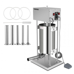 Embutidor de Linguiça Elétrico ROVSUN 15L Inox, Velocidade Ajustável, 40W, 5 Tubos, Pé Antiderrapante, Uso Residencial e Comercial
