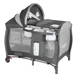 Berço Cercado Portátil 4 em 1 com Trocador para Recém Nascidos, Dossel Ajustável e Bolsa de Viagem, Kinder King, Cinza