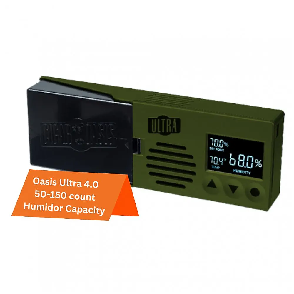 Umidificador Eletrônico Cigar Oasis Ultra 4.0 Preto com Display LCD e Ventilação Controlada por Sensor