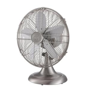 Ventilador de Mesa Retro com 3 Velocidades, 48W 110V, HUNTER 90400, Prateado