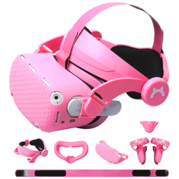 Alça de cabeça para Oculus Quest 2 com capa de silicone para controle de toque, capa protetora de concha VR e capa facial VR 6 em 1 conjunto