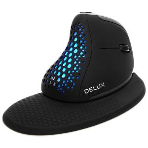 M618SXD Mouse Ergonômico sem Fio Reduz a Tensão do Pulso com 4 Conexões tooth e Luz LED, 7200 DPI, DELUX SEEKER M618XSD Blue, Azul