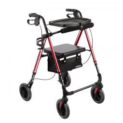 Andador Rollator Ambliss com Bandeja de Assento, Suporta até 136 kg, Rodas de 20 cm, Altura Ajustável, Dobrável - Ideal para Idosos
