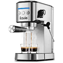 Máquina de Café Expresso 1L em Aço Inoxidável, 110V 1350W, ILAVIE, Prata