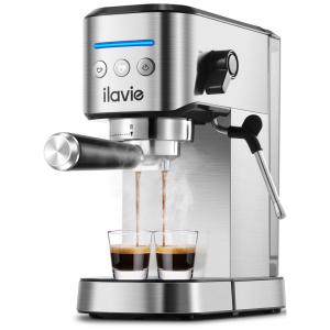 Máquina de Café Expresso 1L em Aço Inoxidável, 110V 1350W, ILAVIE, Prata