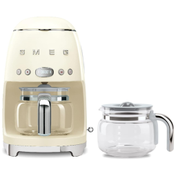 Cafeteira Retrô Smeg 50s com Jarra de Vidro Extra na Cor Creme