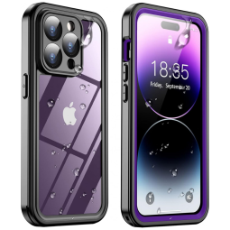 Capa para Iphone 14 Pro Max com Protetor de Tela Embutido e à Prova dÁgua, Temdan, Roxa