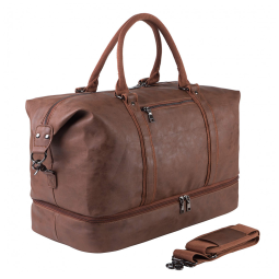 Bolsa de Viagem Masculina Clássica de Couro, SEYFOCNIA, Marrom