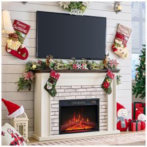 Lareira Elétrica de Embutir A86x115L cm com Suporte de TV e Nível de Chama Ajustável, 110V, Aitjunz