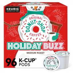 Holiday Buzz Coffee, cápsulas K Cup de dose única, 96 unidades, THE DONUT SHOP, Marrom