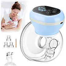 Bomba Tira Leite Única Elétrica Recarregável com Painel Digital 3 Modos e 9 Níveis de Sucção, TOPRETTY, Azul