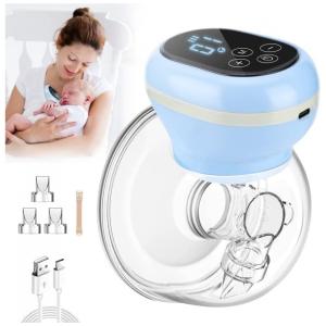 Bomba Tira Leite Única Elétrica Recarregável com Painel Digital 3 Modos e 9 Níveis de Sucção, TOPRETTY, Azul