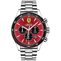 Relógio Masculino Analógico Pilota de Quartzo em Aço Inoxidável, Modelo, FERRARI 0830619, Prateado