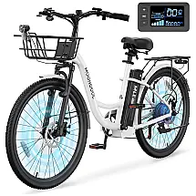 Bicicleta Elétrica 700W Pico, Quadro Alumínio 6061, Bateria 36V 10,4Ah, Autonomia 64 km, 7 Marchas, Tela LCD, Certificada UL2849, Branco