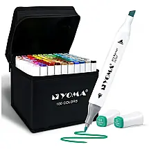 Conjunto de Canetas Artisticas 100 Cores Ponta Dupla e Estojo para Transporte, Y YOMA