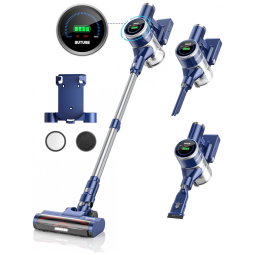 Aspirador de Pó Multifuncional BuTure sem Fio com Acessórios, Painel LED e Sucção Potente 33000PA, 110V 400W, Cinza e Azul