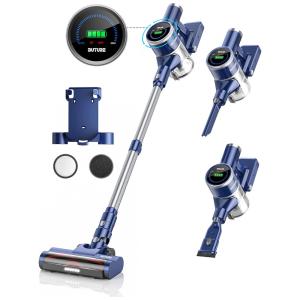 Aspirador de Pó Multifuncional BuTure sem Fio com Acessórios, Painel LED e Sucção Potente 33000PA, 110V 400W, Cinza e Azul