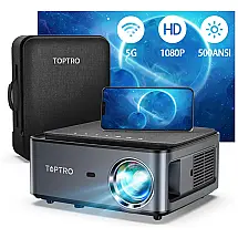 Projetor 1080P HD 4K 9500 Lumens com Bluetooth Compatível com IOS, Android, TV Stick, PS5, Projeta até 400 Polegadas, TOPTRO X1, Preto