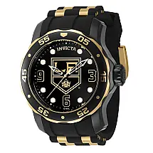 Relgio Invicta NHL Los Angeles Kings - 48mm. Ouro e preto. Modelo ZG-42309 para homens.