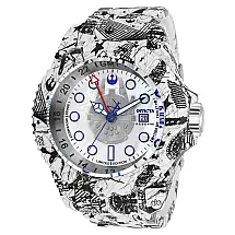 Relógio Masculino Star Wars Rebel Alliance com Mostrador Madrepérola, Invicta 33309, Branco, Preto e Azul