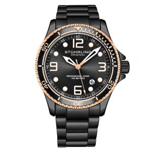 Relógio Masculino Stuhrling Mergulhador 3930 Quartzo 43mm, Preto