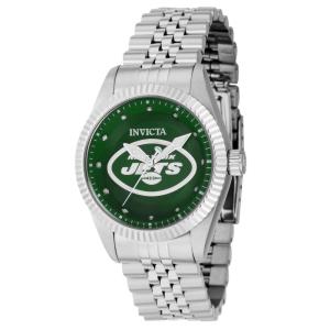 Relógio Feminino NFL New York Jets com Pulseira em Aço Inoxidável, Invicta 42509, Prata e Verde