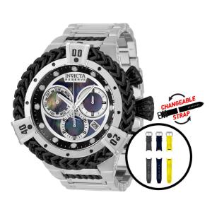 Relógio Masculino Reserve Herc com Mostrador Madrepérola e Pulseira Intercambiável, Invicta 33709, Prata e Preto