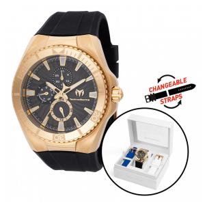 Relógio Masculino TechnoMarine Cruise California 45mm Preto, Branco e Azul com Pulseira Interchangeável TM124019