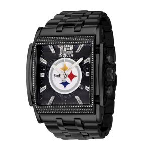 Relógio Masculino NFL Pittsburgh Steelers de Diamante de 1,47 quilates com Mostrador Madrepérola, Invicta 42719, Preto