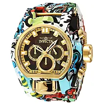 Relógio Masculino Bolt Zeus Magnum com Mostrador Madrepérola, Invicta 34719, Dourado e Revestimento Aquático