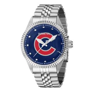 Relógio Masculino MLB Chicago Cubs, Invicta 42919, Prata e Azul