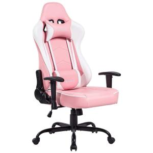 Blue Whale Cadeira Gamer Ergonômica Ajustável com Apoio para a Lombar, Rosa