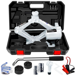 Electric Macaco Elétrico Hidráulico com Chave Manual, Suporta até 3 Toneladas, Branco