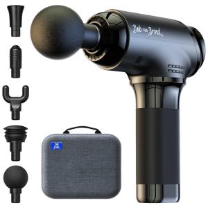 Massageador Pistola Elétrico Profissional Sem Fio 5 Acessórios e 5 Velocidades, BOB AND BRAD QL, DMS.T2 C, Preto