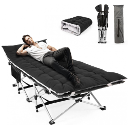 Cama Dobrável Portátil para Acampamento de Qualidade Leve e Resistente, Suporta 408 kg, Homdox, Preta