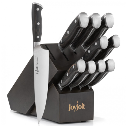 Conjunto de Facas JoyJolt em Aço Inoxidável com Bloco de Bancada, 11 Peças, Preto