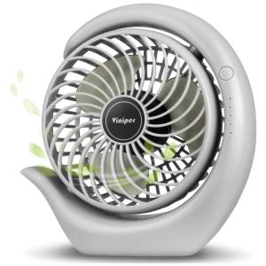 Ventilador de Mesa Portátil com 3 Velocidades, Recarregável, 110V, Viniper, Cinza