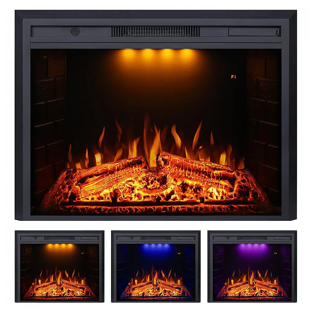 Lareira Elétrica de Embutir A62x83L com Controle Remoto, 1500W, 110V, VALUXHOME VEF30T, Preto