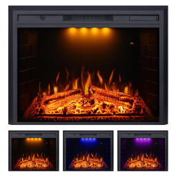 Lareira Elétrica de Embutir A62x83L com Controle Remoto, 1500W, 110v, VALUXHOME VEF30T, Preto