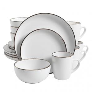 Aparelho de Jantar com 16 Peças em Cerâmica Stoneware Serve 4 Pessoas, Gibson Home Rockaway, Branco